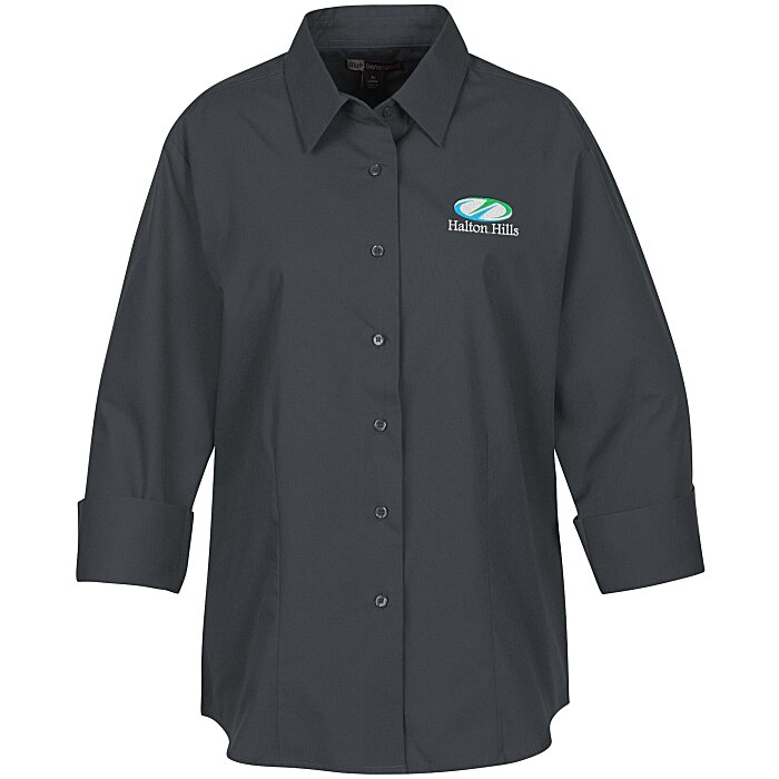 Custom Superblend 3/4 Sleeve Poplin Shirt - Ladies'