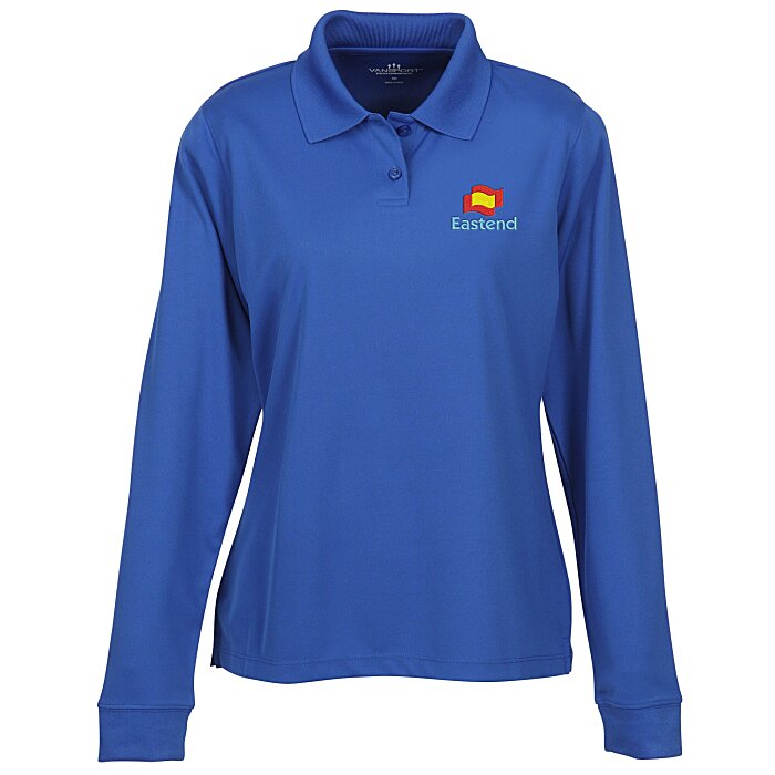 Custom Vansport Omega Solid Mesh LS Tech Polo - Ladies'