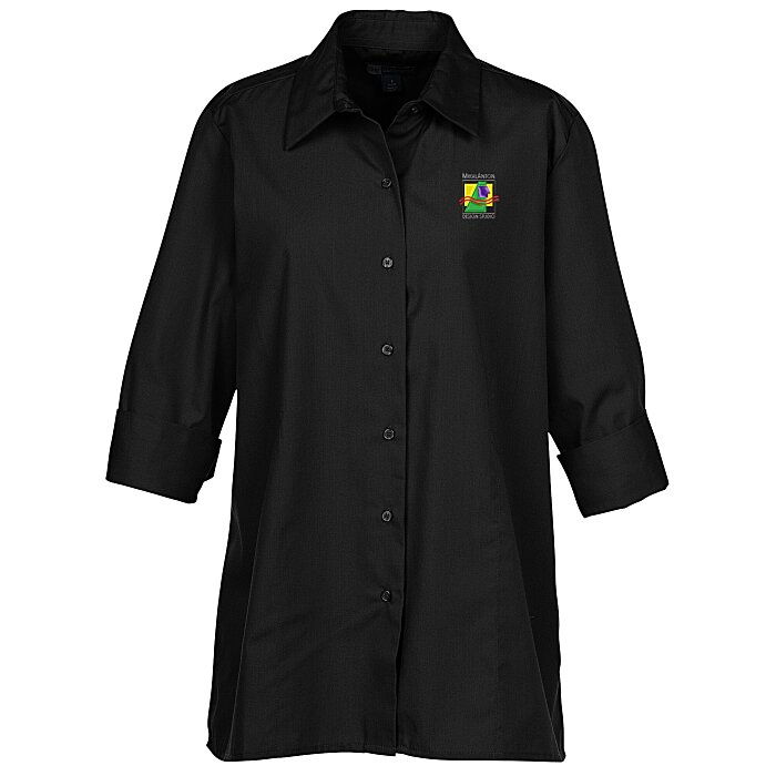 Custom Superblend 3/4 Sleeve Poplin Swing Shirt - Ladies'
