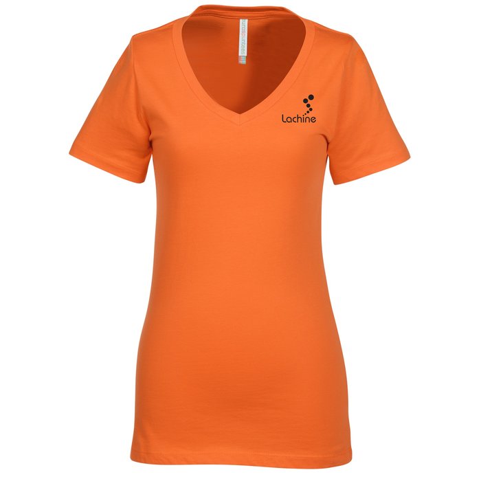 Custom Euro Spun Cotton V-Neck T-Shirt - Ladies' - Screen