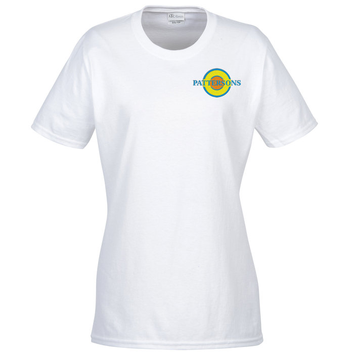 Custom Everyday Cotton T-Shirt - Ladies' - White - Embroidered