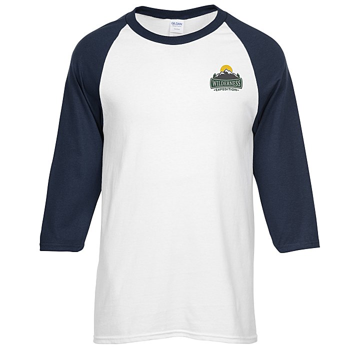 Custom Gildan Heavy Cotton 3/4 Sleeve Raglan T-Shirt - Embroidered