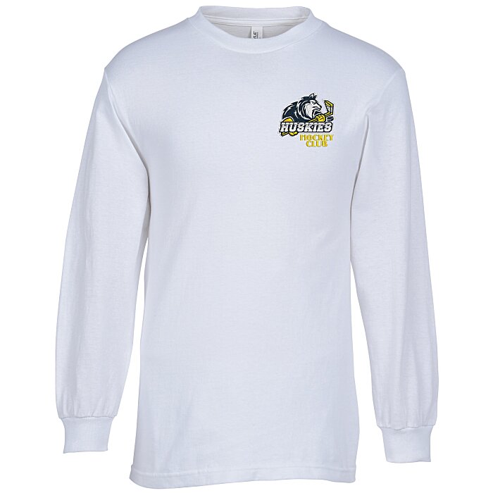 Custom American Apparel Classic Cotton LS T-Shirt - White - Embroidered