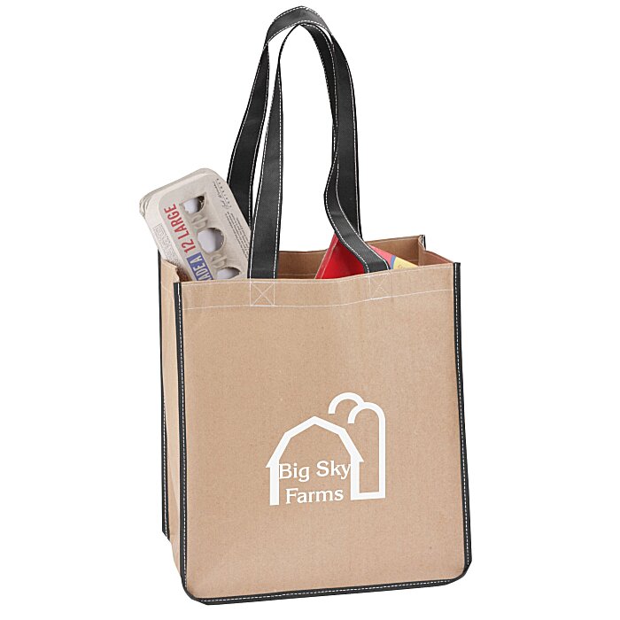 Custom V Natural Kraft Sack Tote - Closeout