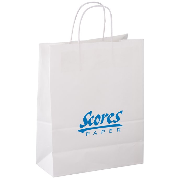 Custom Kraft Paper White Shopping Bag - 13