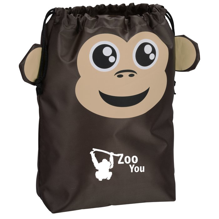 Custom Paws and Claws Drawstring Gift Bag - Monkey