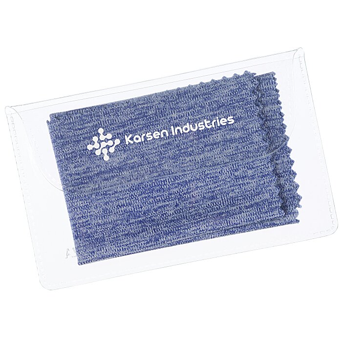 Custom Heathered Cleaning Cloth in Printed Pouch
