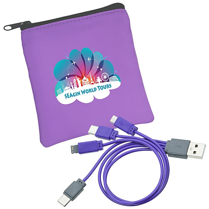 Custom Vibrant USB-C Charging Cable Pouch