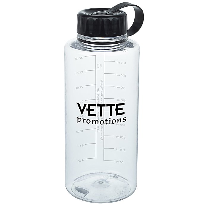 Custom Clear Impact Mountain Bottle with Tethered Lid - 36 oz