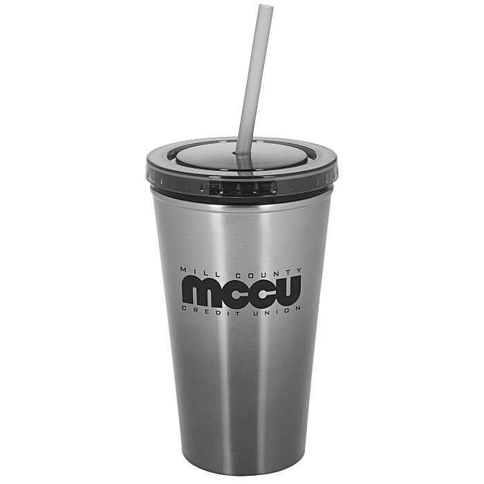 Custom Chroma Stainless Tumbler with Straw - 16 ounces