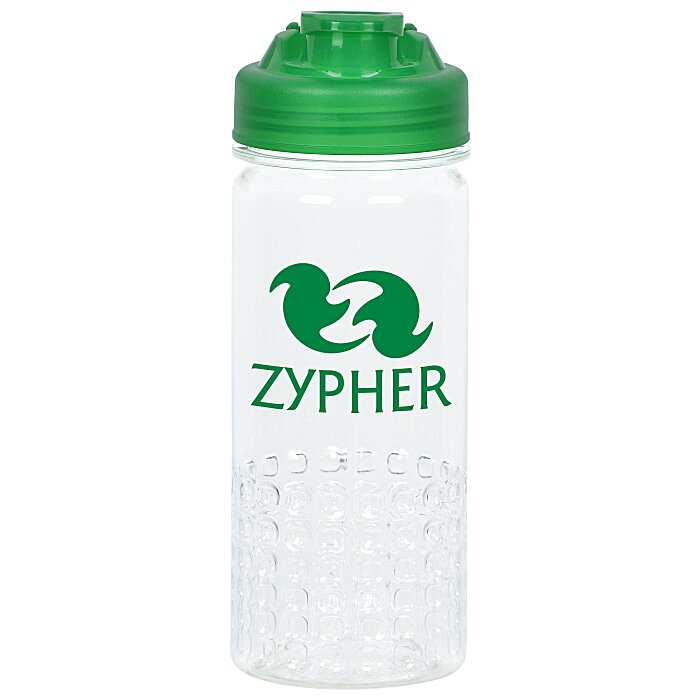 Custom PolySure Out of the Block Water Bottle with Flip Lid - 16 oz - Clear