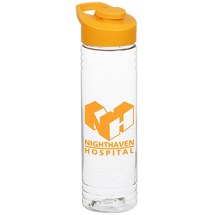 Custom Clear Impact Halcyon Water Bottle with Flip Carry Lid - 24 oz