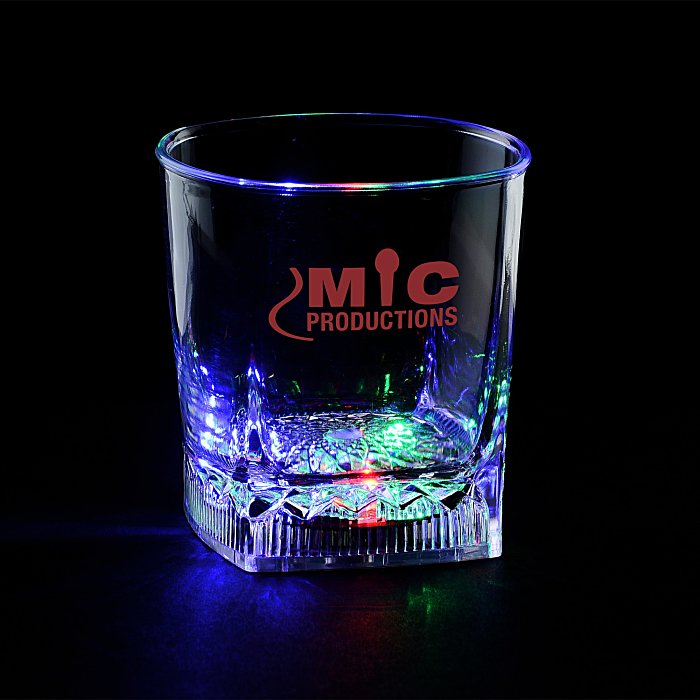 Custom Rounded Cube LED Whiskey Rocks Glass - 8 oz