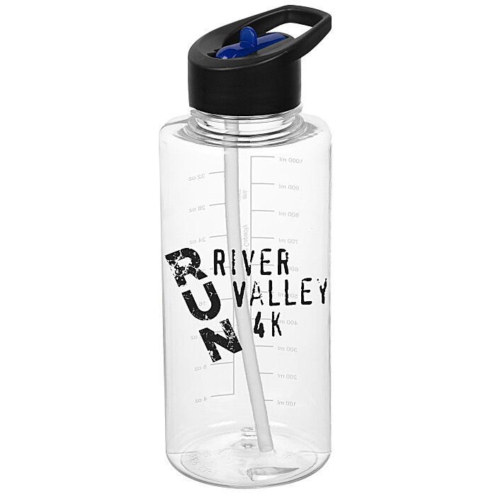 Custom Clear Impact Mountain Bottle with Two-Tone Flip Straw Lid - 36 oz