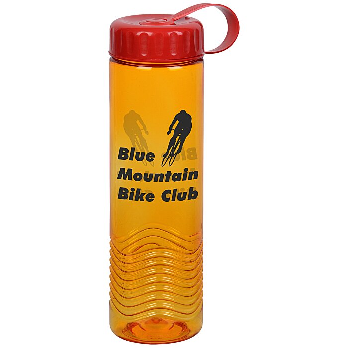 Custom Twist Water Bottle with Tethered Lid - 24 oz