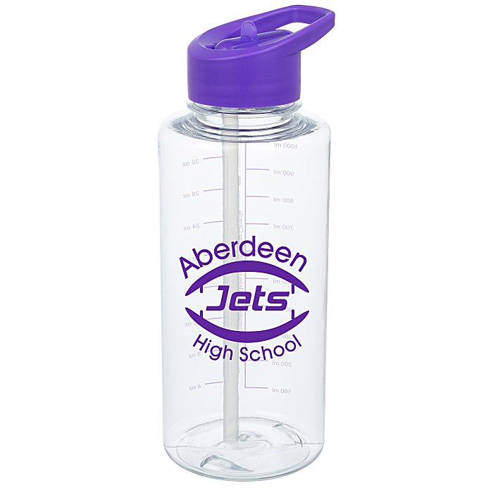 Custom Clear Impact Mountain Bottle with Flip Straw - 36 oz