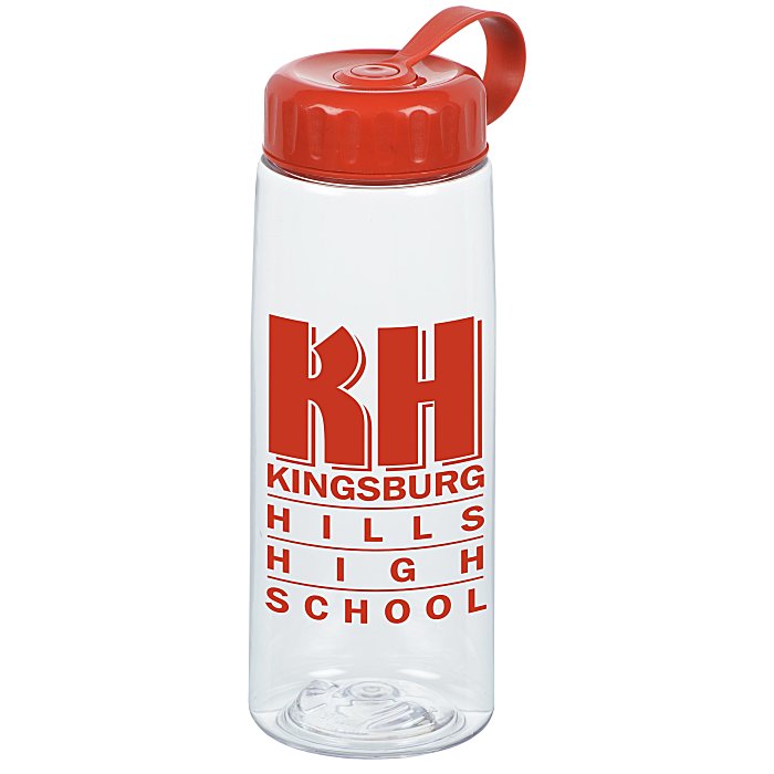 Custom Clear Impact Flair Bottle with Tethered Lid - 26 oz