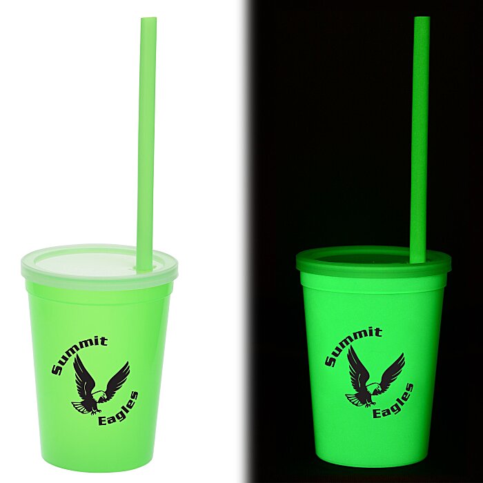 Custom Nite Glow Stadium Cup with Straw - 11 oz.
