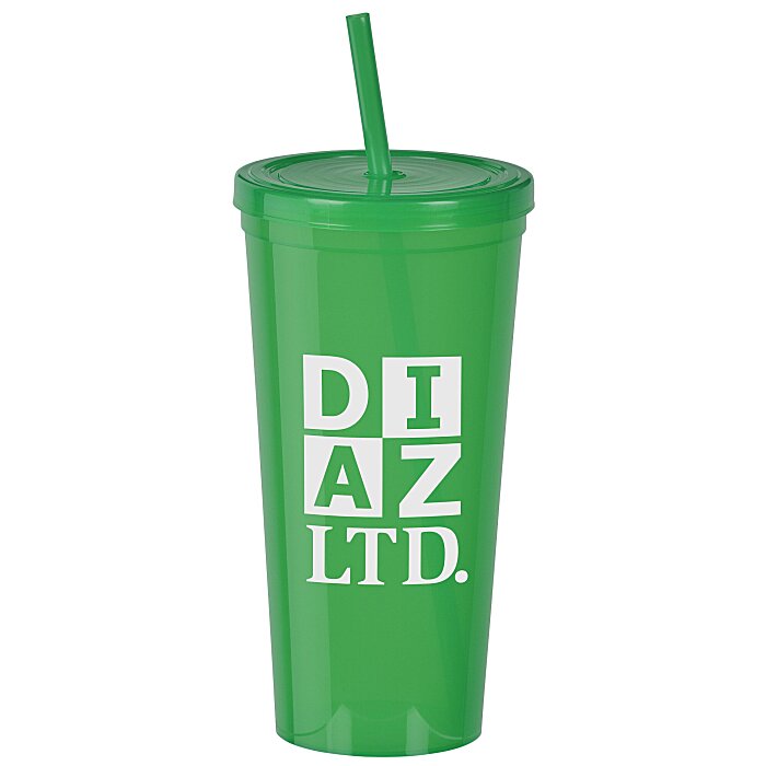 Custom Translucent Stadium Cup with Lid & Straw - 24 oz