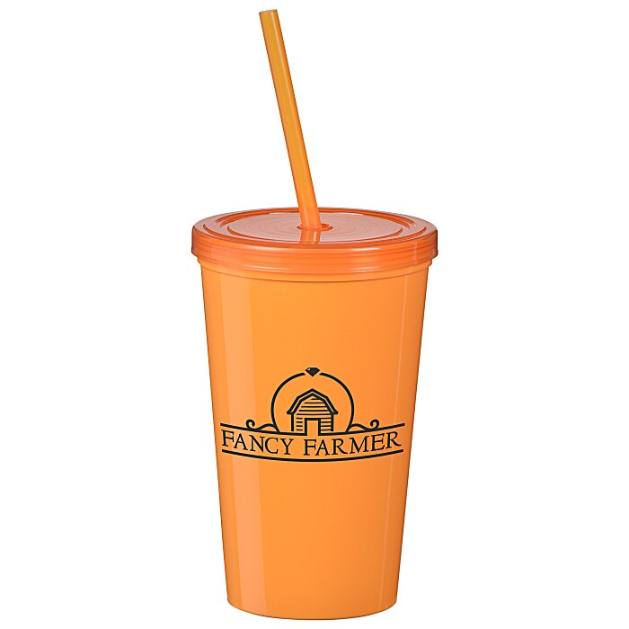 Custom Value Stadium Cup with Lid & Straw - 20 oz
