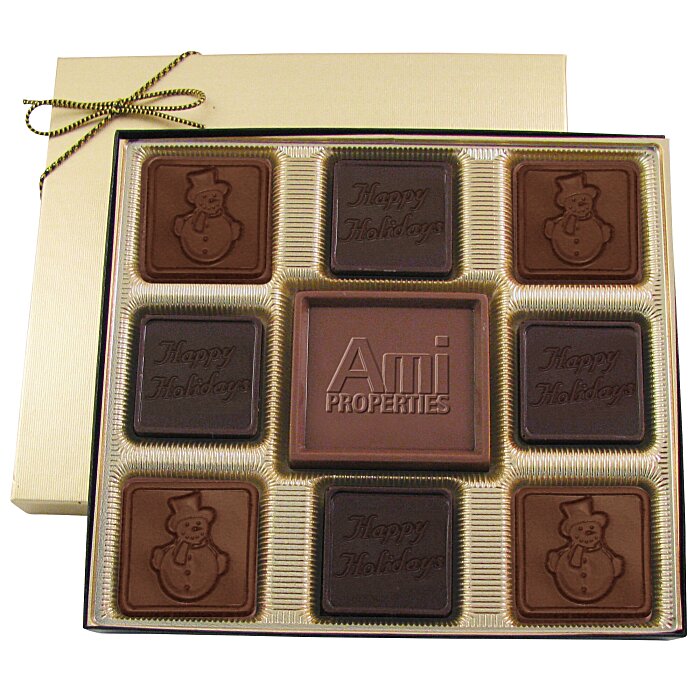 Custom Centrepiece Chocolates - 6 ounces - Happy Holidays & Snowman