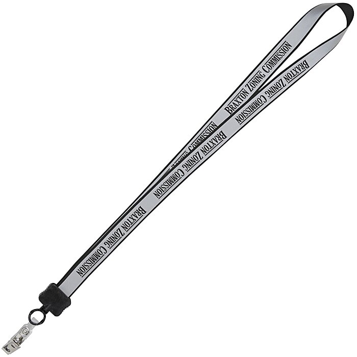 Custom Reflective Lanyard - 3/4 inch - 32 inches - Snap with Metal Bulldog Clip