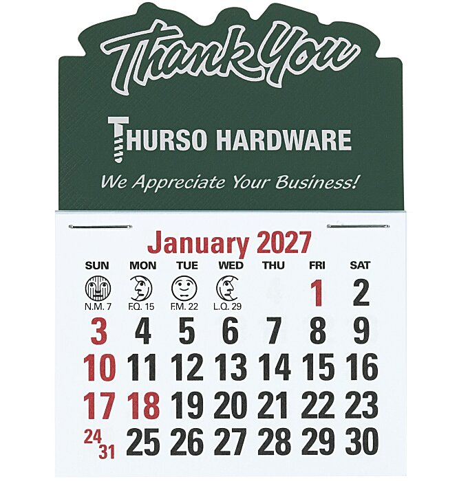 Custom Stick Up Calendar - Thank You