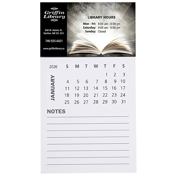 Custom Business Card Magnet with Calendar and Notepad