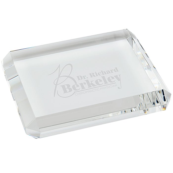 Custom Beveled Crystal Paperweight - Rectangle