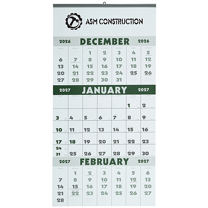 Custom 3 Month Planning Wall Calendar