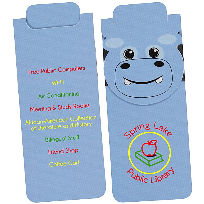 Custom Paws and Claws Magnetic Bookmark - Hippo