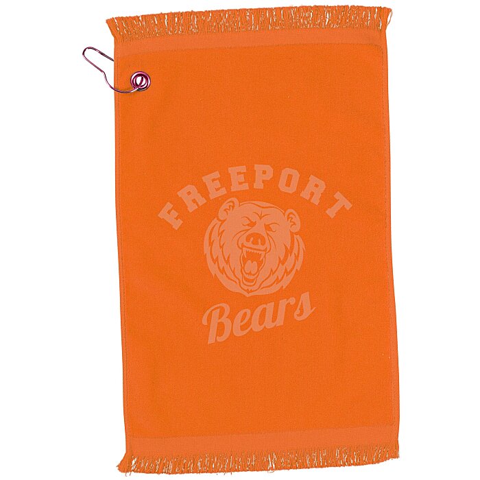 Custom Fringed Golf Towel - 18 inches x 11 inches - Colour