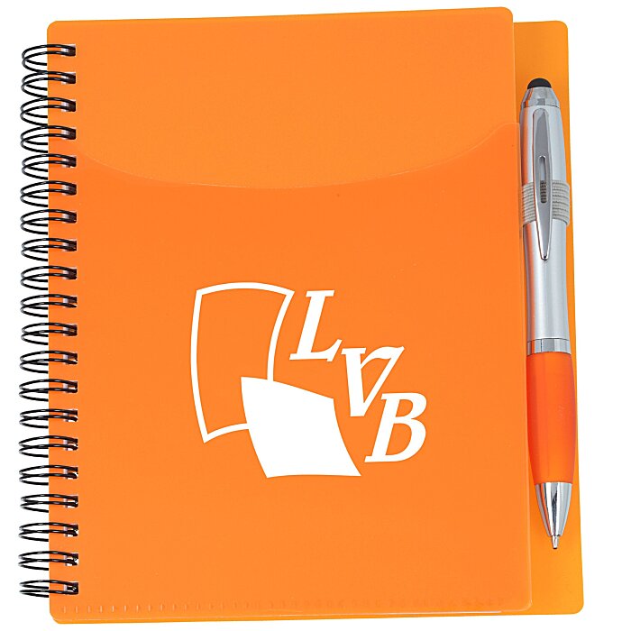 Custom Sorbet Pocket Notebook with Curvy Stylus Pen