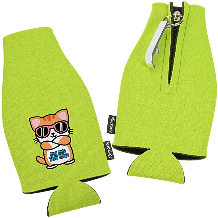 Custom Zip-up Bottle Koozie® Cooler with Opener