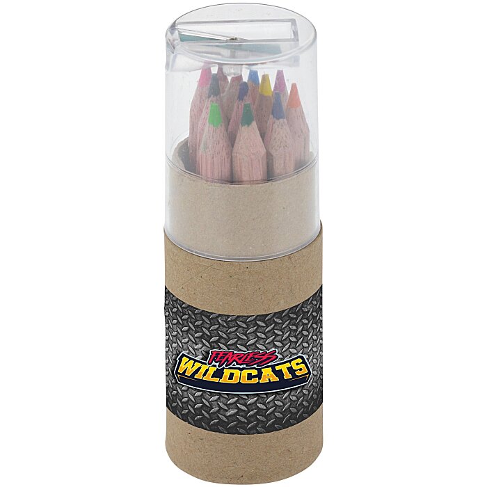 Custom Pencil Crayons & Sharpener Set - Full Colour