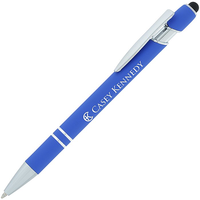 Custom Incline Soft Touch Stylus Metal Pen - Laser Engraved
