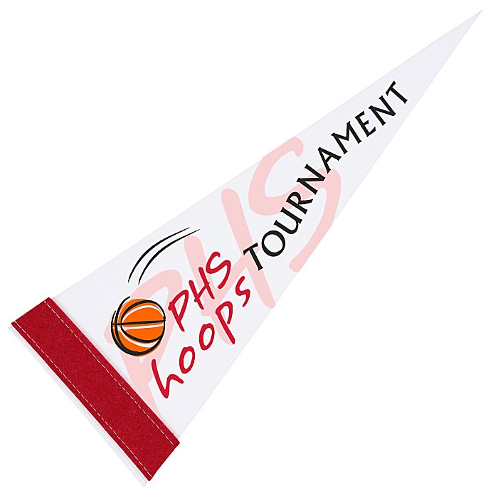 Custom Pennant 5 inches x 12 inches - White - Full Colour