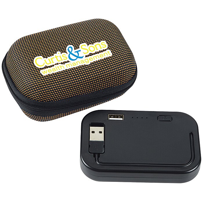 Custom Built-in Cable Power Bank Case with Woven Case