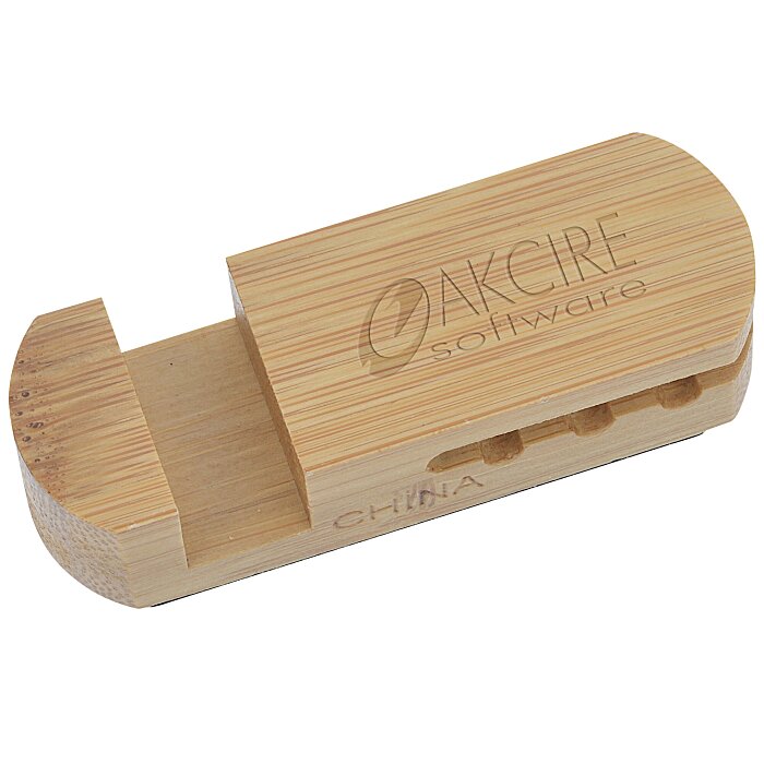 Custom Bamboo Phone Stand and Cable Organizer